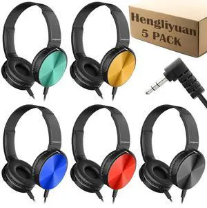 Hengliyuan Kids Headphones for School Classroom Bulk 5 Pack,Swivel Foldable,3.5mm Jack,Wired Over Ear Headphones for Kids Children Boys Girls Teen Toddler Teachers(HLY003 5 Colors) Hengliyuan Kids Headphones for School Classroom Bulk 5 Pack,Swivel Foldable,3.5mm Jack,Wired Over Ear Headphones for Kids Children Boys Girls Teen Toddler Teachers(HLY003 5 Colors)