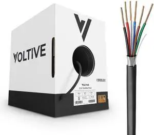Voltive 22/6 Shielded Low Voltage Wire, Riser CL3R, Black, 500ft - 22AWG, 6 Conductors, Overall Shield, Stranded Bare Copper, UL Listed - V-1284-2 Voltive 22/6 Shielded Low Voltage Wire, Riser CL3R, Black, 500ft - 22AWG, 6 Conductors, Overall Shield, Stranded Bare Copper, UL Listed - V-1284-2