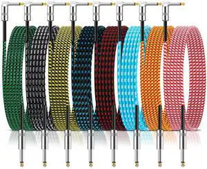 Rigibright 8 Pack 10FT Instrument Cable - Guitar, Bass, Keyboard, Microphone & Mixer Amp Cord (8, Multicolored, 10 Feet) Rigibright 8 Pack 10FT Instrument Cable - Guitar, Bass, Keyboard, Microphone & Mixer Amp Cord (8, Multicolored, 10 Feet)