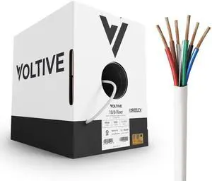Voltive 18/6 Low Voltage Wire, Riser CL3R, White, 500ft - 18AWG, 6 Conductors, Stranded Bare Copper, UL Listed - V-1277-1 Voltive 18/6 Low Voltage Wire, Riser CL3R, White, 500ft - 18AWG, 6 Conductors, Stranded Bare Copper, UL Listed - V-1277-1