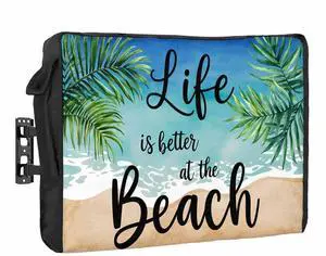 Life Is Better at The Beach Outdoor TV Cover Waterproof Weatherproof, Palm Leaf Summer Television Covers for 30 to 32 Inch Outside TV Screen Protector Shield, 30"W x 19"H x 4.5"D Life Is Better at The Beach Outdoor TV Cover Waterproof Weatherproof, Palm Leaf Summer Television Covers for 30 to 32 Inch Outside TV Screen Protector Shield, 30"W x 19"H x 4.5"D