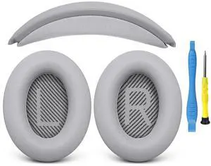 GEVO Replacement Kit for Bose QC35 & QC35 ii (QuietComfort 35 II) Over-Ear Headphones, Ear Pads Cushions + Headband, Extra Comfort, Repair Part, Easy DIY Installation with Tool - Silver GEVO Replacement Kit for Bose QC35 & QC35 ii (QuietComfort 35 II) Over-Ear Headphones, Ear Pads Cushions + Headband, Extra Comfort, Repair Part, Easy DIY Installation with Tool - Silver