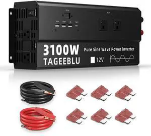SUNWHEEL 3100W Pure Sine Wave Inverter, 12V DC to 110V/120V AC Power Inverter for RVOff GridTruckRefrigerator with 4 AC outlets and LCD Display SUNWHEEL 3100W Pure Sine Wave Inverter, 12V DC to 110V/120V AC Power Inverter for RVOff GridTruckRefrigerator with 4 AC outlets and LCD Display
