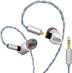 GUAEIMO G4M3A1L HiFi IEMs, Wired in-Ear Monitors with Detachable MMCX Cable, Professional Audiophile Earbuds, Aluminum Shell & 4-Strand Silver-Plated Cable, 3.5mm No Mic Matte Silver GUAEIMO G4M3A1L HiFi IEMs, Wired in-Ear Monitors with Detachable MMCX Cable, Professional Audiophile Earbuds, Aluminum Shell & 4-Strand Silver-Plated Cable, 3.5mm No Mic Matte Silver