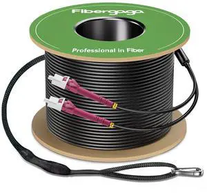 150M(492ft) Outdoor Armored OM4 LC to LC Fiber Patch Cable,10GB/40GB/100GB Multimode Duplex 50/125um Industrial TPU OD-5.0mm Direct Burial Fiber Black with Pulling Eye Kit Installed on one end 150M(492ft) Outdoor Armored OM4 LC to LC Fiber Patch Cable,10GB/40GB/100GB Multimode Duplex 50/125um Industrial TPU OD-5.0mm Direct Burial Fiber Black with Pulling Eye Kit Installed on one end
