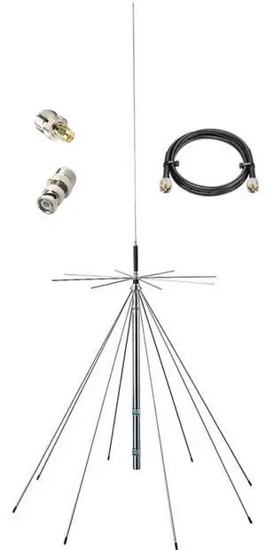Discone Antenna 251300MHz CB Radio Antennas Scanner FM VHF UHF Base Station Antenna for SDR Talkie Walkie Radio System Coverage HF, AIR, UHF, VHF, FM, AM, FRS, GMRS Band Discone Antenna 251300MHz CB Radio Antennas Scanner FM VHF UHF Base Station Antenna for SDR Talkie Walkie Radio System Coverage HF, AIR, UHF, VHF, FM, AM, FRS, GMRS Band