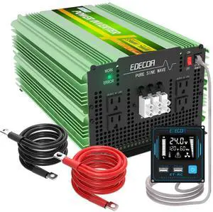 EDECOA 3500W 24 Volts Pure Sine Wave Power Inverter DC 24V to 110V 120V AC with LCD Display and Remote Controller for Truck Motorhome Boat Power Converter EDECOA 3500W 24 Volts Pure Sine Wave Power Inverter DC 24V to 110V 120V AC with LCD Display and Remote Controller for Truck Motorhome Boat Power Converter