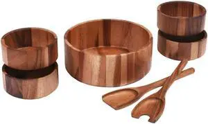 7 Piece - Large Salad Bowl with Servers and 4 Individuals