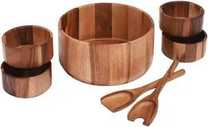 7 Piece - Extra Large Salad Bowl with Servers and 4 Individuals