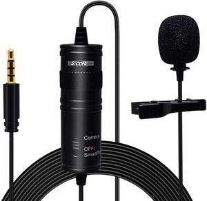 Professional Omnidirectional Lavalier Microphone 3.5mm Clip-On Lapel Mic for Smartphone DSLR Camera PC Interview Video Camcorders Audio Recorder 5 Core cm 001