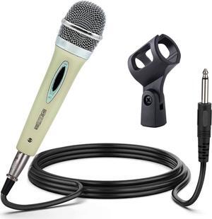 5 Core Premium Vocal Dynamic Cardioid Handheld Microphone Unidirectional Mic with 12ft Detachable XLR Cable to ¼ inch Audio Jack and On/Off Switch for Karaoke Singing (White) PM 286 WH