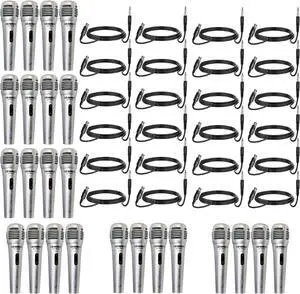 5 CORE 6 Pieces Vocal Dynamic Cardioid Handheld Microphone Unidirectional Mic with 2 X 5ft Detachable XLR Cable to ¼ inch Audio Jack and On/Off Switch for Karaoke Singing (Silver) PM -66k 3 pair