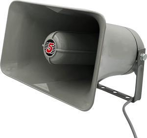 5 Core Indoor Outdoor 6" x 10" PA Horn Rectangular Speaker- 20 Watt Power Compact Loud Sound Megaphone Driver Horns w/ 400Hz-5KHz Frequency; 8 Ohm Waterproof Vehicle SIREN - (Gray) Grey SUH-150 1Pc