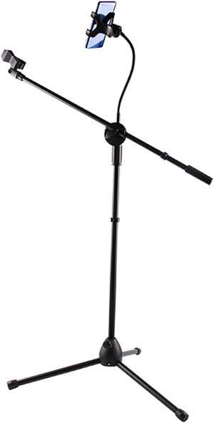 5 Core Mic Stand with Tablet and Phone Holder  Adjustable Gooseneck Microphone Stand;  Collapsible Tripod Boom Mic Stand With Mic Clip Holder & Phone Clamp for Singing;  Karaoke;  Studio;  Parties