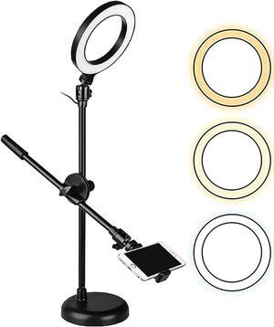 10'' Ring Light Overhead Phone Mount LED Circle Lights 360° Adjustable Shooting Arm Dimmable for Video Recording; Live Streaming; YouTube; Makeup; Instagram; TIK Tok 5Core Ring Mob PL