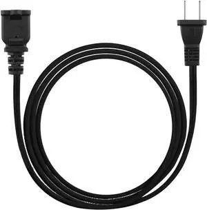 2-Prong Male-Female Extension Power Cord Cable; Outlet Extension Cable Cord US AC 2-Prong Male-Female Power Cable 13A/125V; Black 5 Core EXC BLK 10FT