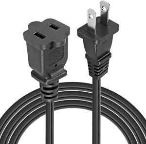 2-Prong Male-Female Extension Power Cord Cable; Outlet Extension Cable Cord US AC 2-Prong Male-Female Power Cable 13A/125V; Black 5 Core EXC BLK 15FT