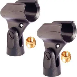 2-Pack Microphone Clip Break Resistant Stand Adapter for Handheld Wired Mics with ¾' Barrel Diameter 5 Core MC 05 2PCS