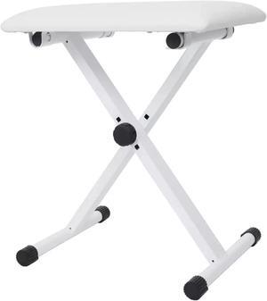 5 Core Portable Piano Keyboard Music X-Style Adjustable Padded Stool Chair Seat Bench White KBB 02 WH