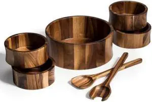 Kalmar Home 7 Piece - Large Salad Bowl with Servers and 4 Individuals