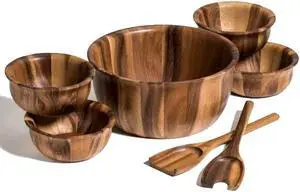 Kalmar Home 7 Piece - Large Salad Bowl with Servers and 4 Individuals