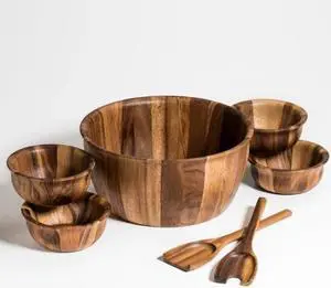 Kalmar Home 7 Piece - X-Large Salad Bowl with Servers and 4 Individuals