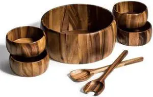 Kalmar Home 7 Piece - X-Large Salad Bowl with Servers and 4 Individuals
