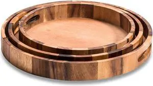 Kalmar Home Set of 3 Round Serving Tray  - 13" 15" 17"