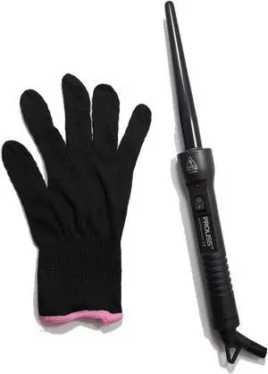 Proliss The Twister - 18mm-9mm Tourmaline-Infused Ceramic Pro Curling Wand - Black