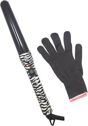 Proliss The Twister - 32mm-25mm Tourmaline-Infused Ceramic Pro Curling Wand - White Zebra