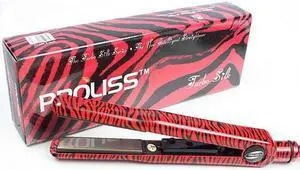 Proliss Turbo Silk 1" Tourmaline-Infused Ceramic Single Pass Flat Iron - Limited Edition - Red Zebra