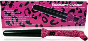 Proliss The Twister - 25mm-32mm Tourmaline-Infused Ceramic Pro Curling Wand - Hot Pink Leopard