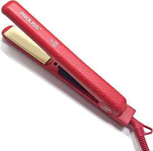 Proliss Infusion 1" Single Pass 100% Solid Ceramic Yellow Plate Flat Iron - Red