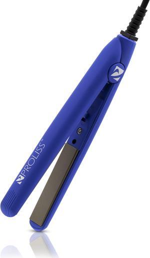 Proliss Mini Silk Travel-Perfect 0.5" Tourmaline Ceramic Dual Voltage Flat Iron - Diamond Collection - Blue