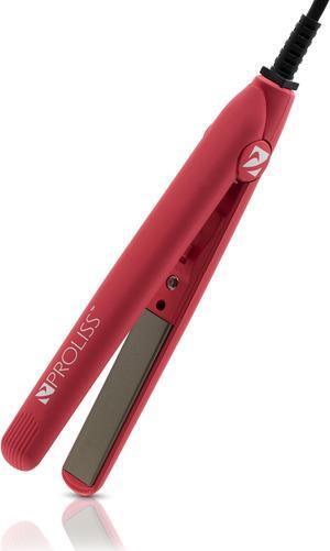 Proliss Mini Silk Travel-Perfect 0.5" Tourmaline Ceramic Dual Voltage Flat Iron - Diamond Collection - Red