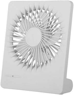 USB Desk Fan - Rechargeable, Quiet, 3 Speeds, 5 Blades, Ideal for Office, Bedroom - White - One size