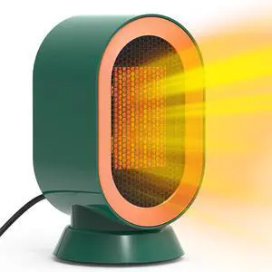 1200W Oscillating Mini Desk Heater with 2 Modes and Safety Protection - Green - One size 1200W Oscillating Mini Desk Heater with 2 Modes and Safety Protection - Green - One size