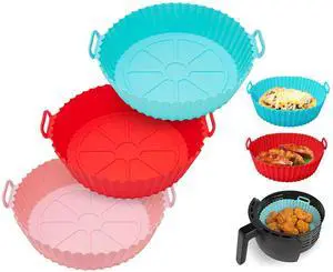 3Pcs Foldable Silicone Air Fryer Pot 464°F Heat Resistant Round Pans Parchment Liner Replacement - Multi - One size 3Pcs Foldable Silicone Air Fryer Pot 464°F Heat Resistant Round Pans Parchment Liner Replacement - Multi - One size
