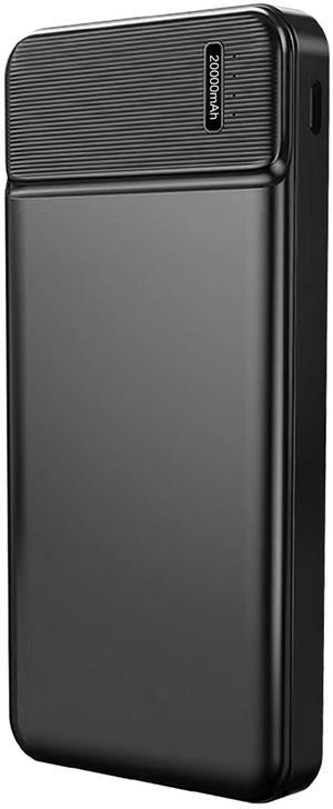 20K mAh Portable Phone Charger Micro USB Cable Battery Pack for iPhone Samsung - Black - 20000mAh
