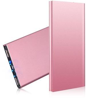20K mAh Ultra-Thin Power Bank Dual USB Phone Charger - Rose Gold - One size