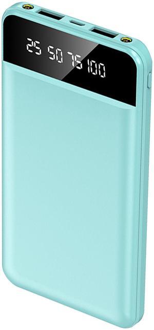 10K mAh Slim Power Bank Dual USB and LED Flashlight - Blue - One size