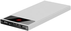 20K mAh Slim Power Bank Dual USB Battery Display with Flashlight - Silver - One size