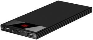 20K mAh Slim Power Bank Dual USB Battery Display with Flashlight - Black - One size
