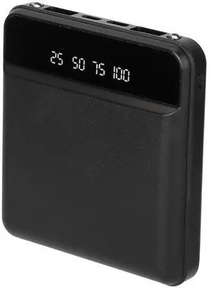 10000mAh Mini Power Bank with Dual USB Ports LCD Display Type-C Input - Black - One size 10000mAh Mini Power Bank with Dual USB Ports LCD Display Type-C Input - Black - One size