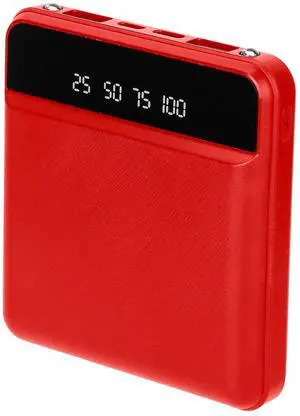 10000mAh Mini Power Bank with Dual USB Ports LCD Display Type-C Input - Red - One size 10000mAh Mini Power Bank with Dual USB Ports LCD Display Type-C Input - Red - One size