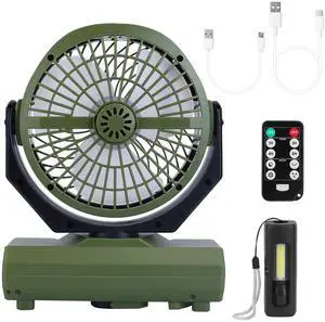 20000mAh Rechargeable Camping Fan w/ Light Remote Timer and Power Bank - Green - One size 20000mAh Rechargeable Camping Fan w/ Light Remote Timer and Power Bank - Green - One size