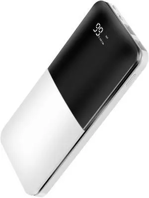 20000mAh Power Bank with Digital Display Dual USB Charging Ports - White - One size 20000mAh Power Bank with Digital Display Dual USB Charging Ports - White - One size