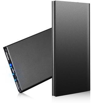 20K mAh Ultra-Thin Power Bank Dual USB Phone Charger - Black - One size