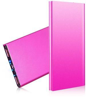 20K mAh Ultra-Thin Power Bank Dual USB Phone Charger - Hot Pink - One size