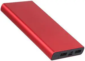 20000mAh Power Bank Dual USB Type-C Micro USB External Battery - Red - One size 20000mAh Power Bank Dual USB Type-C Micro USB External Battery - Red - One size
